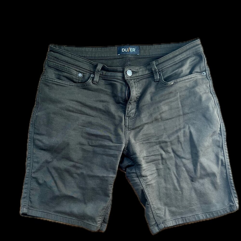 DU/ER No Sweat Short Relaxed Men's 36 10" inseam MSNR1012 dark green